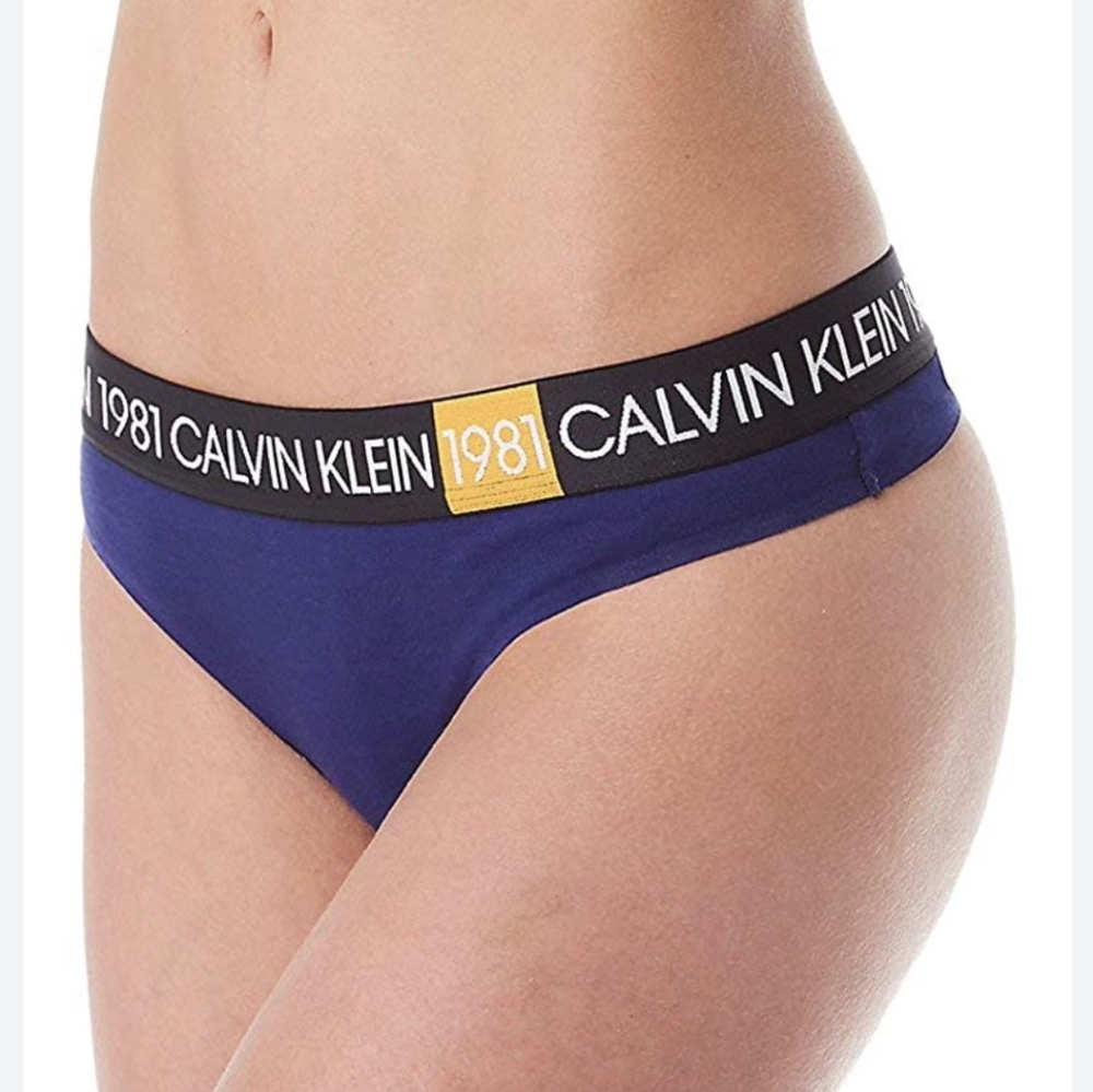 2 Pairs Calvin Klein 1981 Bold Cotton Thong Panties
